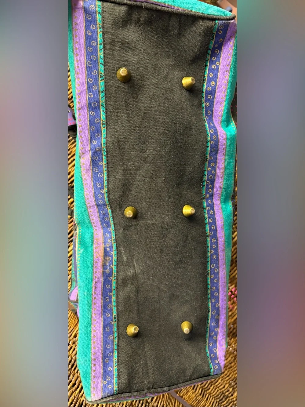 Laurel Burch-Colorful Patchwork Dogs‎ Duffle Bag - Black & Multicolor